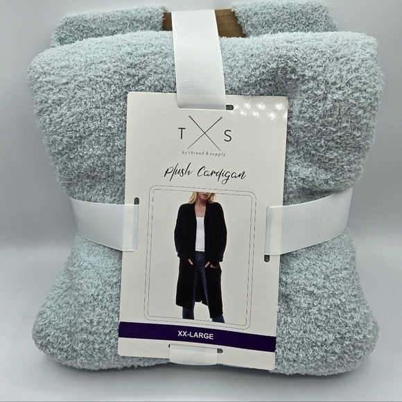 Thread & Supply Soft Teddy duster Plush Cardigan Grey Mist XXL - Picture 8 of 9